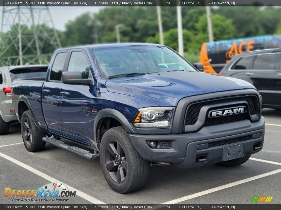 2019 Ram 1500 Classic Warlock Quad Cab 4x4 Blue Streak Pearl / Black/Diesel Gray Photo #3