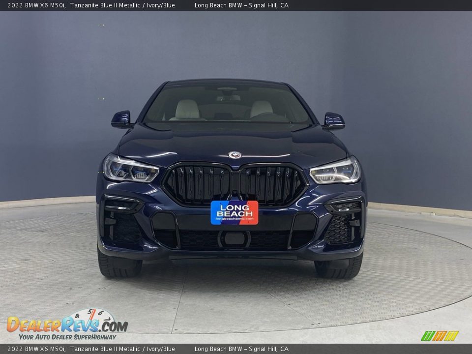 2022 BMW X6 M50i Tanzanite Blue II Metallic / Ivory/Blue Photo #2