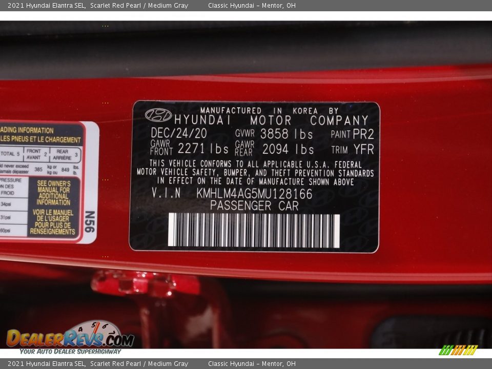 2021 Hyundai Elantra SEL Scarlet Red Pearl / Medium Gray Photo #21