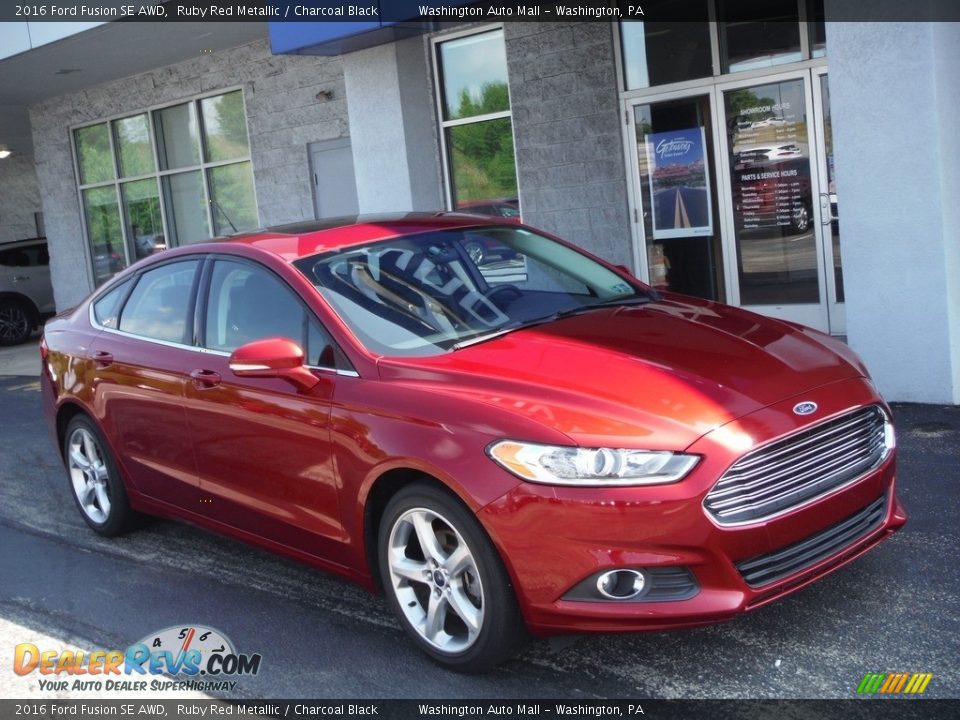 2016 Ford Fusion SE AWD Ruby Red Metallic / Charcoal Black Photo #1