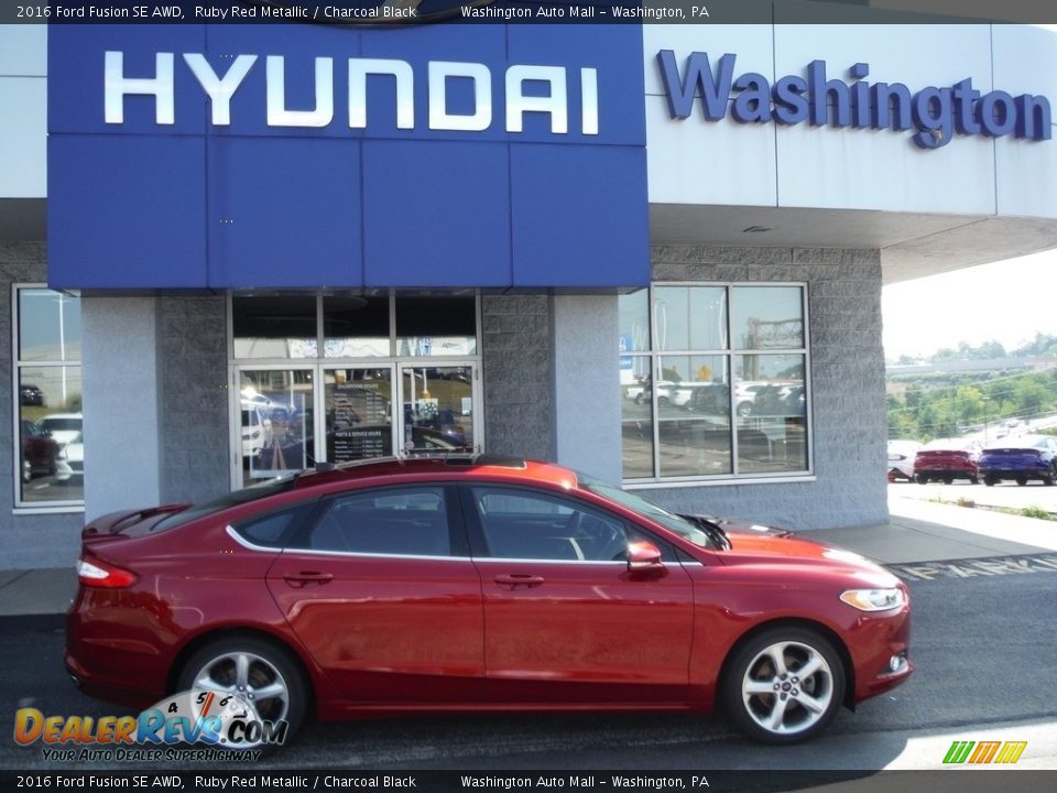 2016 Ford Fusion SE AWD Ruby Red Metallic / Charcoal Black Photo #2