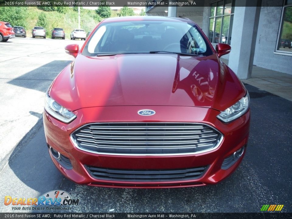 2016 Ford Fusion SE AWD Ruby Red Metallic / Charcoal Black Photo #6