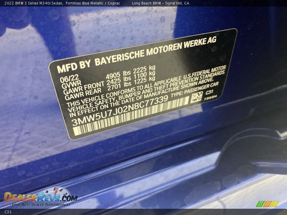 BMW Color Code C31 Portimao Blue Metallic