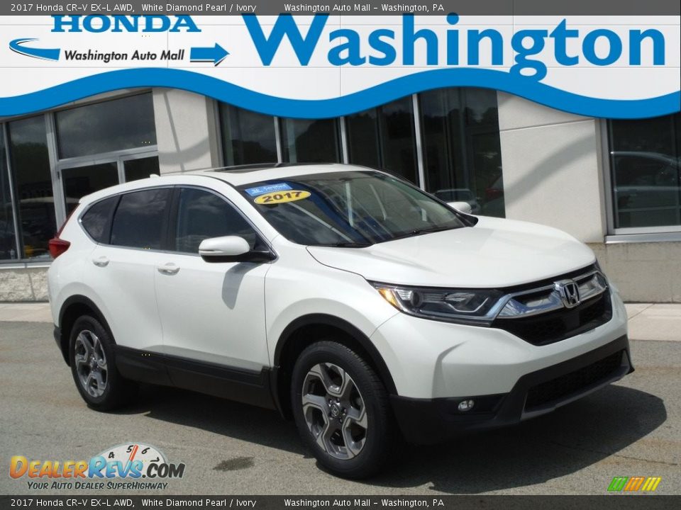 2017 Honda CR-V EX-L AWD White Diamond Pearl / Ivory Photo #1