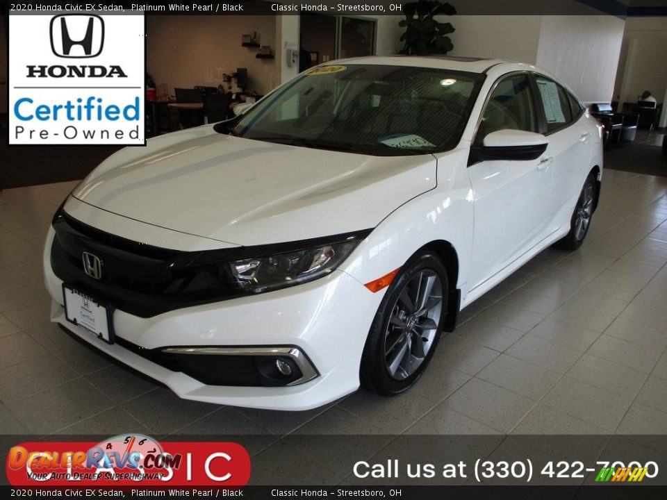 2020 Honda Civic EX Sedan Platinum White Pearl / Black Photo #1
