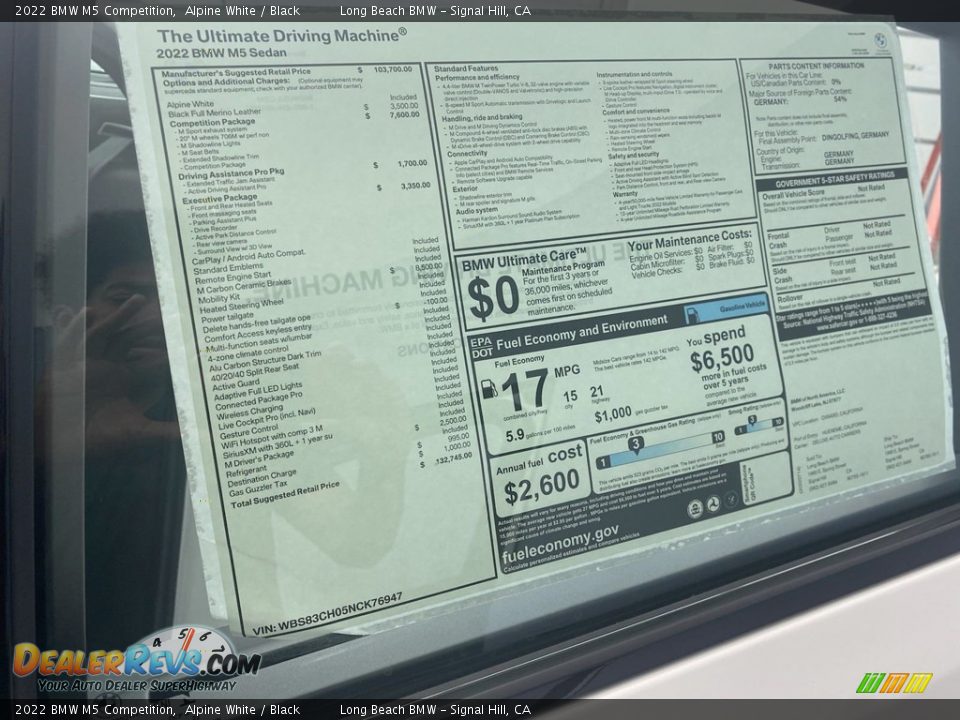 2022 BMW M5 Competition Window Sticker Photo #25