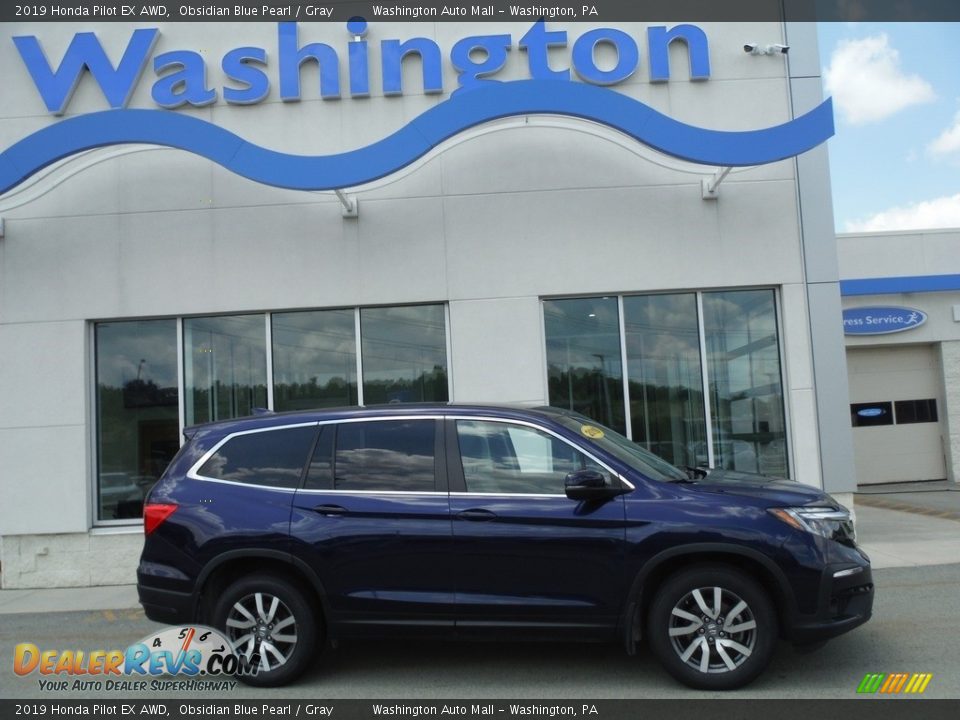 2019 Honda Pilot EX AWD Obsidian Blue Pearl / Gray Photo #2