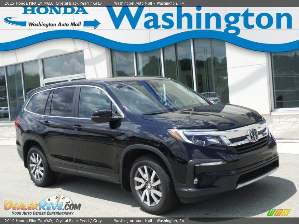 2019 Honda Pilot EX AWD Crystal Black Pearl / Gray Photo #1