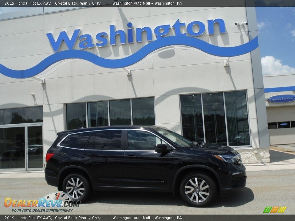 2019 Honda Pilot EX AWD Crystal Black Pearl / Gray Photo #2