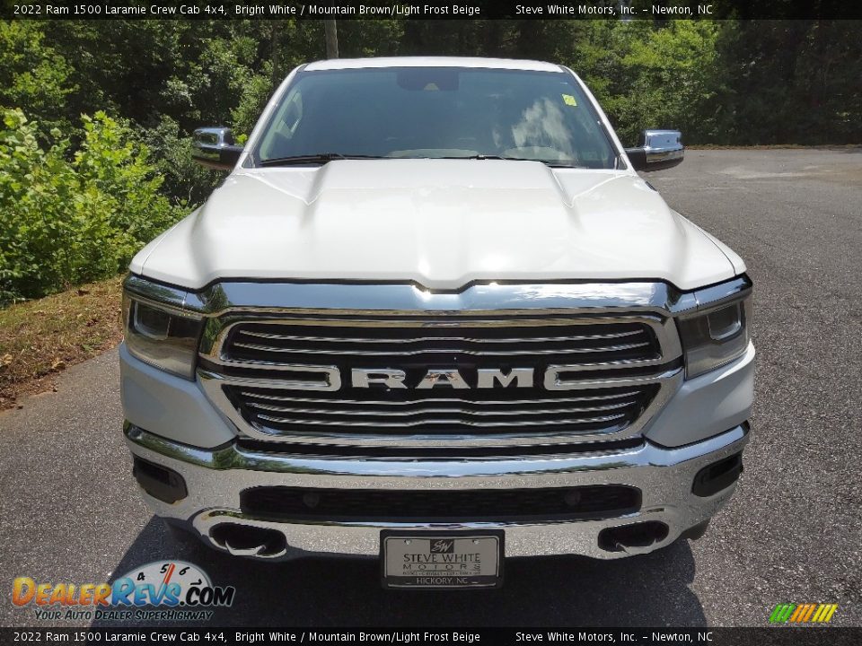 2022 Ram 1500 Laramie Crew Cab 4x4 Bright White / Mountain Brown/Light Frost Beige Photo #3