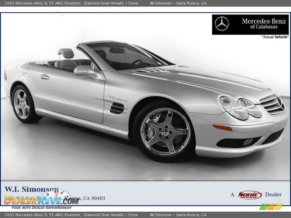 2003 Mercedes-Benz SL 55 AMG Roadster Diamond Silver Metallic / Stone Photo #1