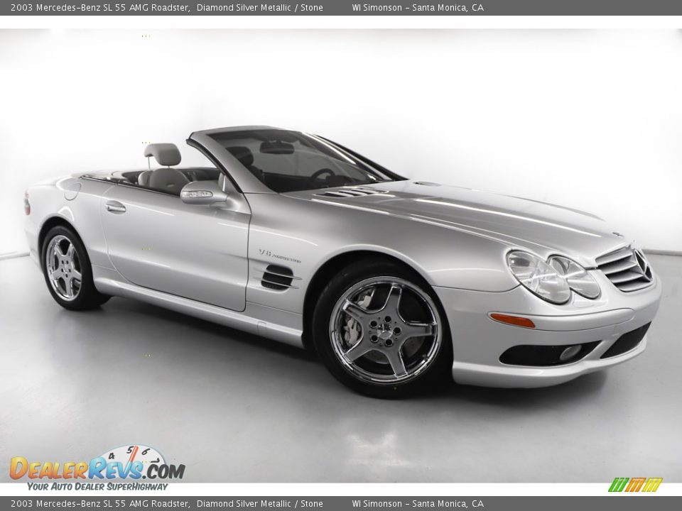 2003 Mercedes-Benz SL 55 AMG Roadster Diamond Silver Metallic / Stone Photo #2