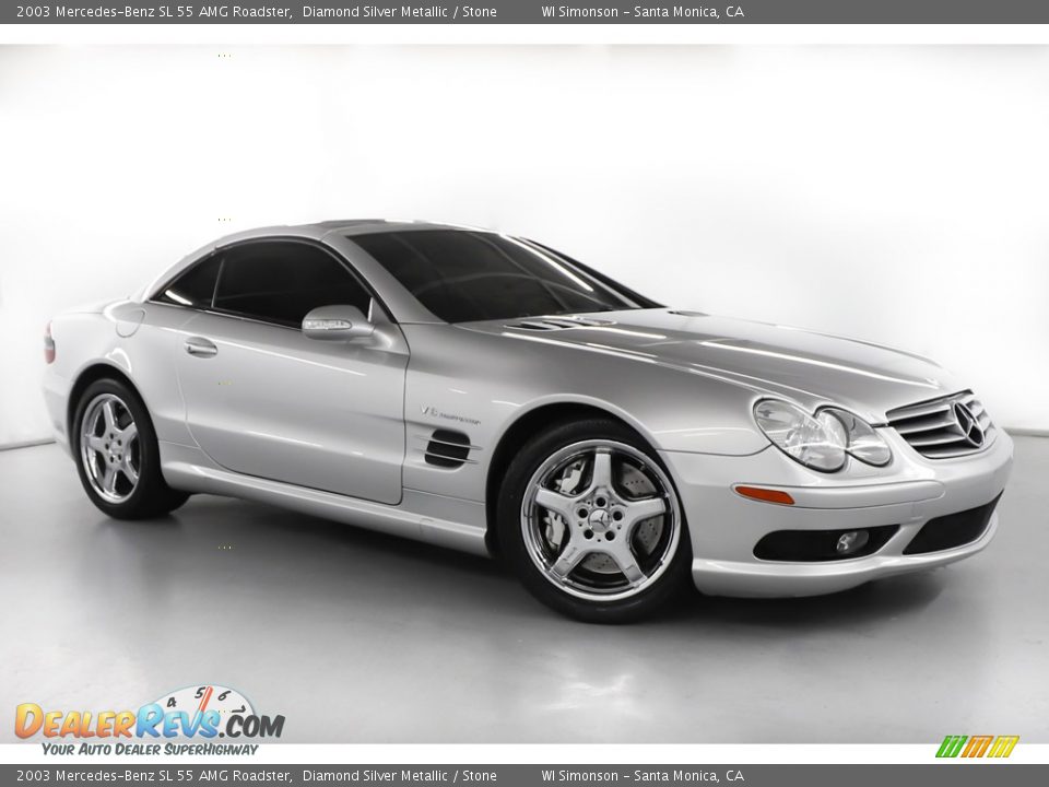 2003 Mercedes-Benz SL 55 AMG Roadster Diamond Silver Metallic / Stone Photo #3