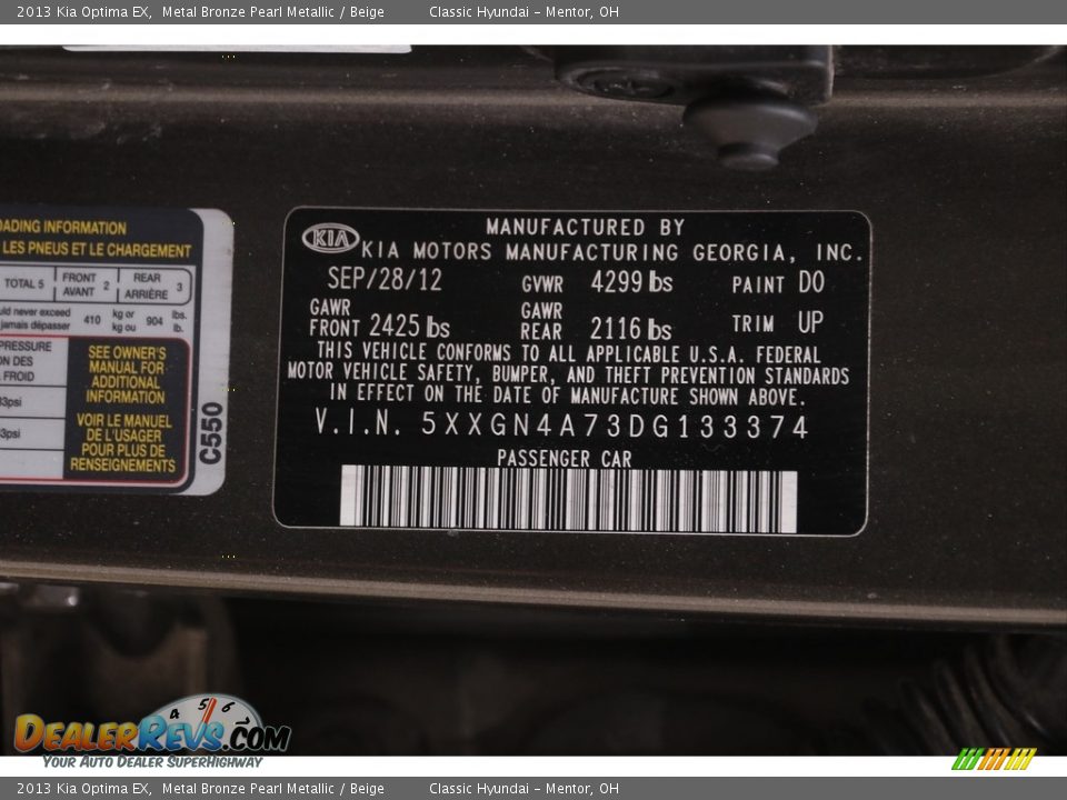 2013 Kia Optima EX Metal Bronze Pearl Metallic / Beige Photo #21