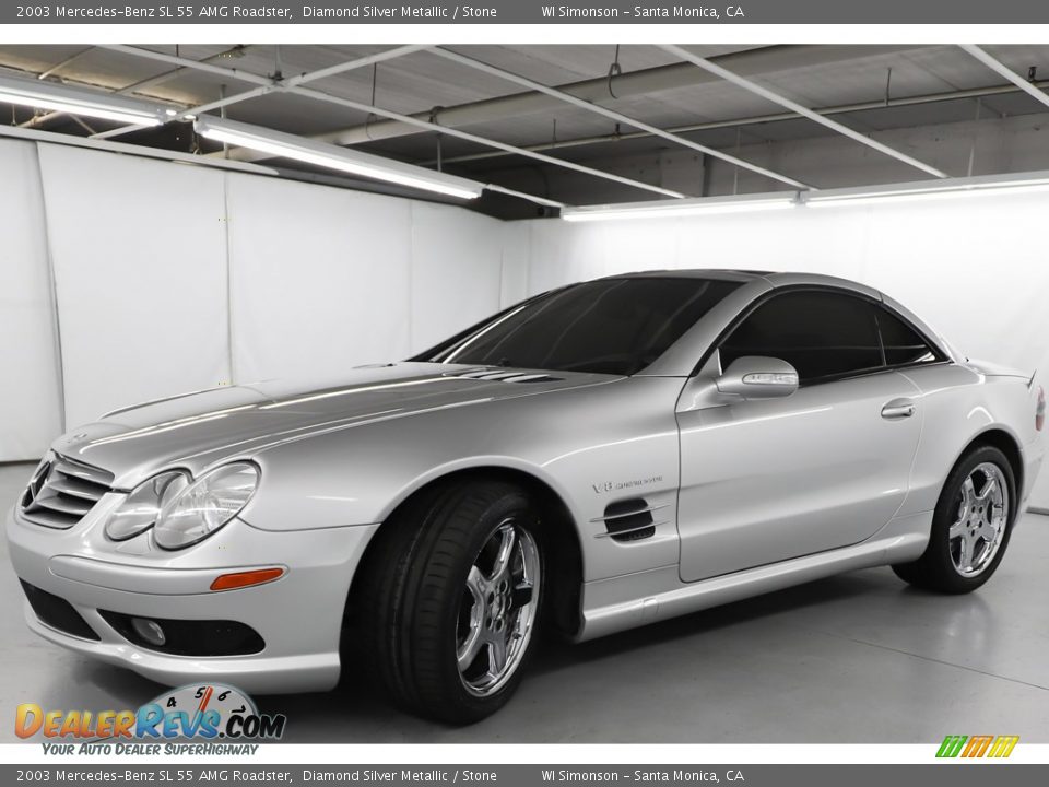 2003 Mercedes-Benz SL 55 AMG Roadster Diamond Silver Metallic / Stone Photo #15