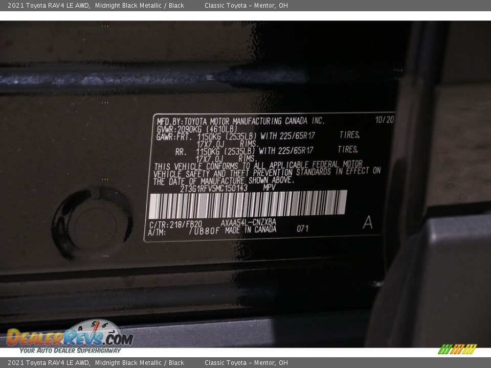 2021 Toyota RAV4 LE AWD Midnight Black Metallic / Black Photo #20