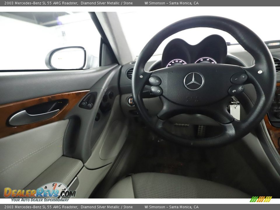 2003 Mercedes-Benz SL 55 AMG Roadster Diamond Silver Metallic / Stone Photo #26