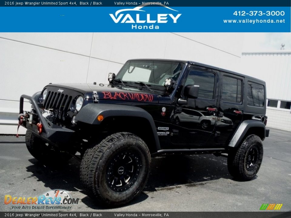 2016 Jeep Wrangler Unlimited Sport 4x4 Black / Black Photo #1