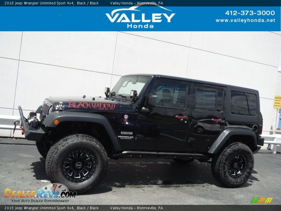 2016 Jeep Wrangler Unlimited Sport 4x4 Black / Black Photo #2
