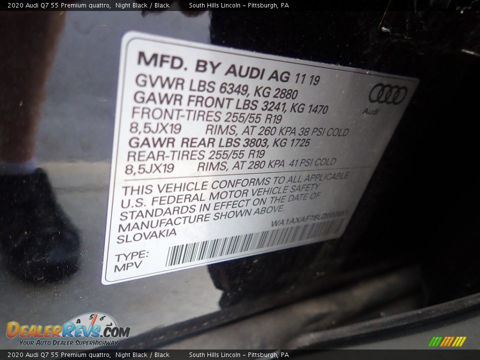 2020 Audi Q7 55 Premium quattro Night Black / Black Photo #23