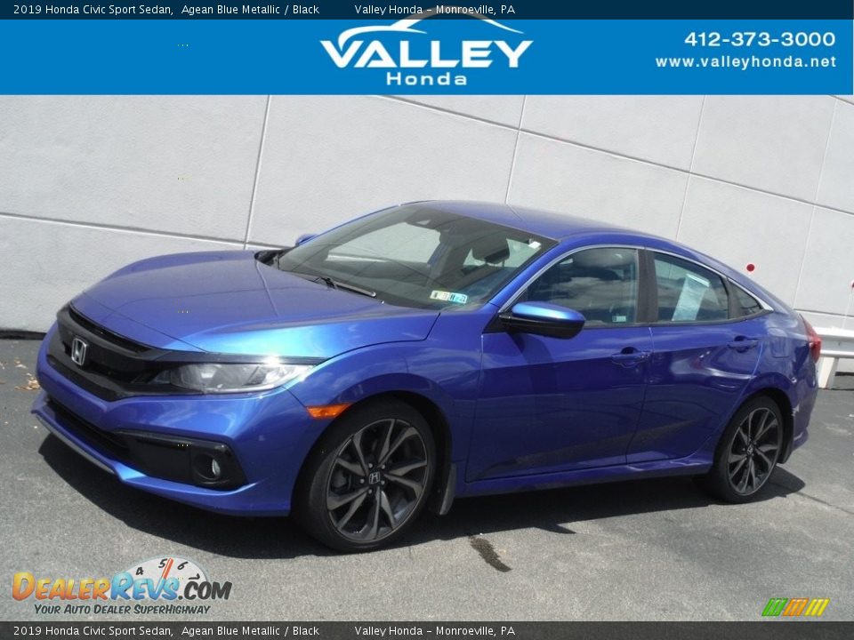 2019 Honda Civic Sport Sedan Agean Blue Metallic / Black Photo #1