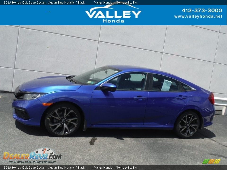 2019 Honda Civic Sport Sedan Agean Blue Metallic / Black Photo #2