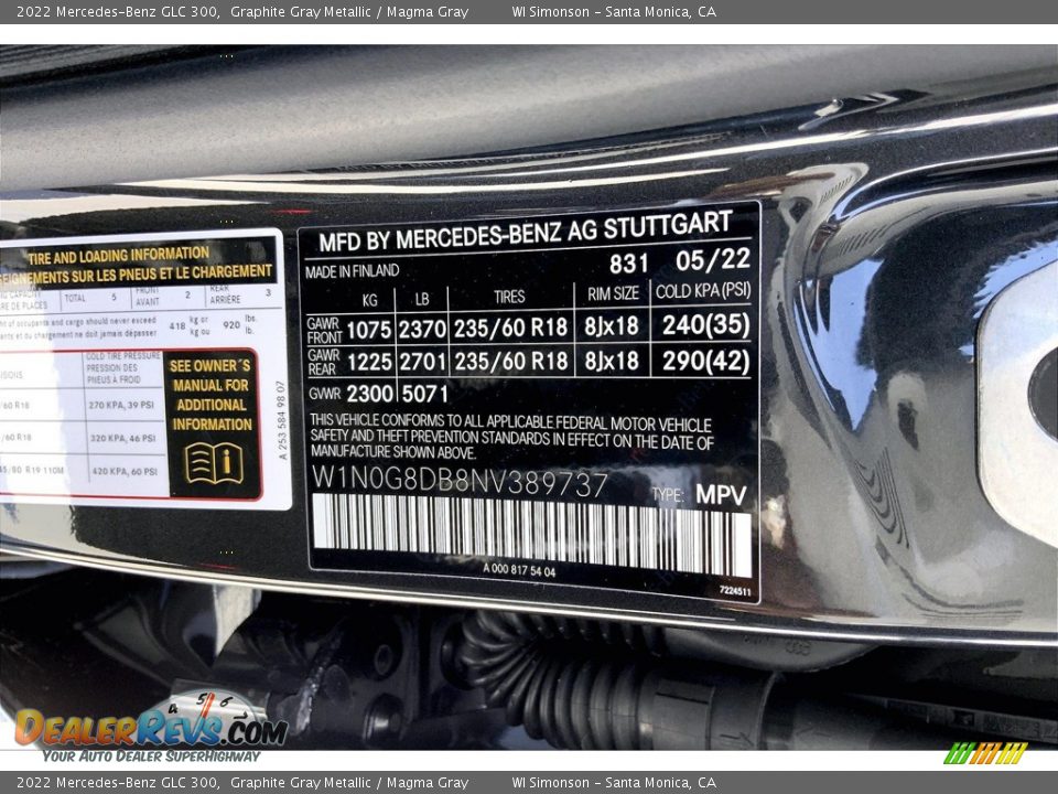 2022 Mercedes-Benz GLC 300 Graphite Gray Metallic / Magma Gray Photo #11