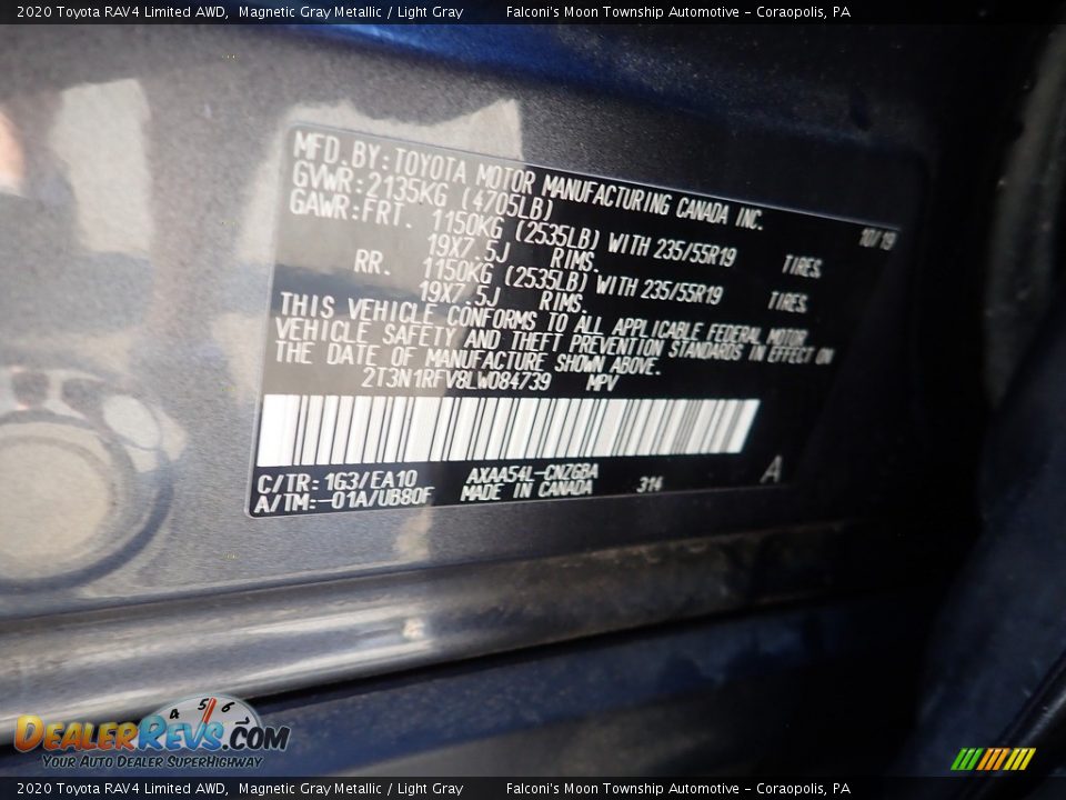 2020 Toyota RAV4 Limited AWD Magnetic Gray Metallic / Light Gray Photo #27