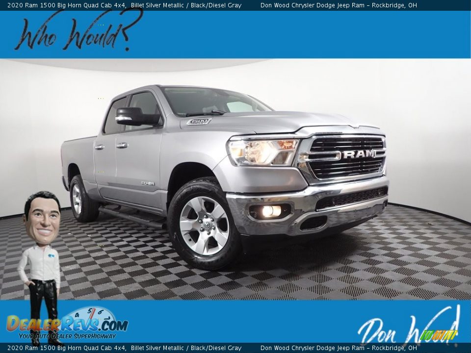 2020 Ram 1500 Big Horn Quad Cab 4x4 Billet Silver Metallic / Black/Diesel Gray Photo #1