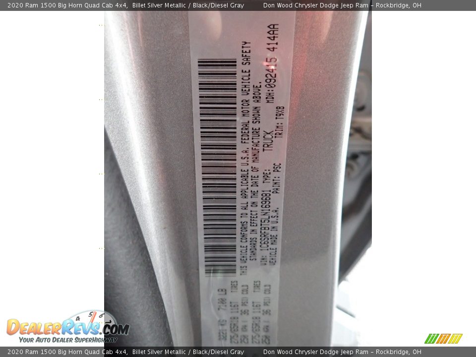 2020 Ram 1500 Big Horn Quad Cab 4x4 Billet Silver Metallic / Black/Diesel Gray Photo #32