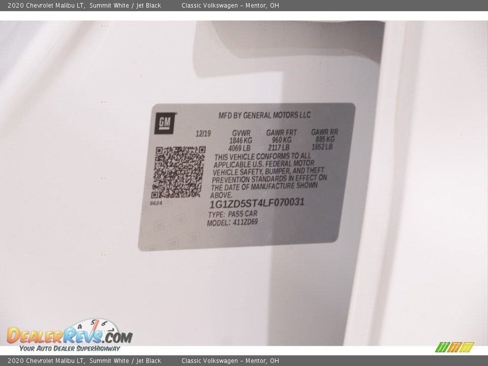 2020 Chevrolet Malibu LT Summit White / Jet Black Photo #19