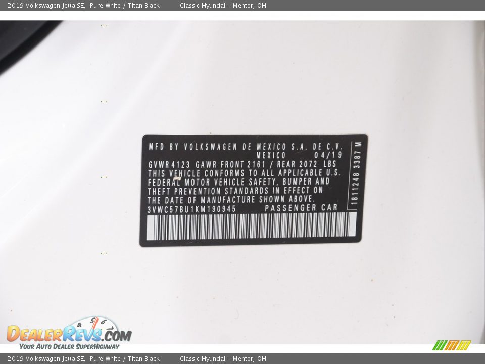 2019 Volkswagen Jetta SE Pure White / Titan Black Photo #21
