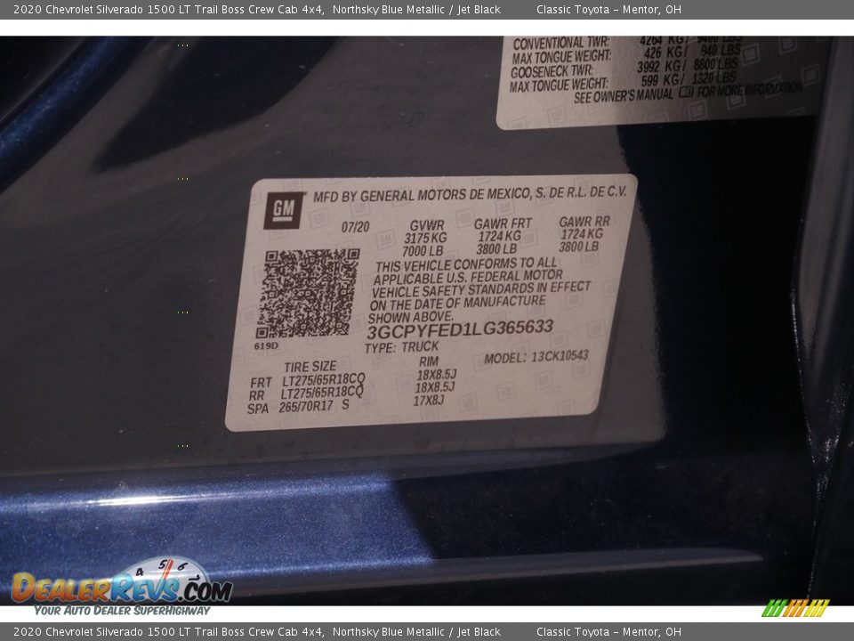 2020 Chevrolet Silverado 1500 LT Trail Boss Crew Cab 4x4 Northsky Blue Metallic / Jet Black Photo #23