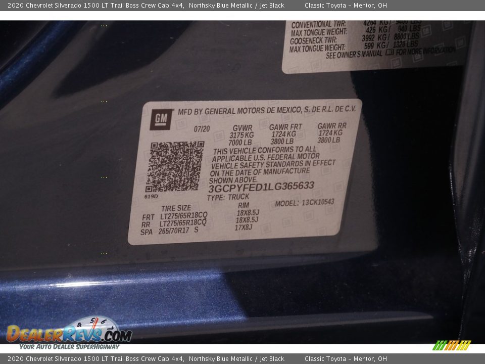 2020 Chevrolet Silverado 1500 LT Trail Boss Crew Cab 4x4 Northsky Blue Metallic / Jet Black Photo #23