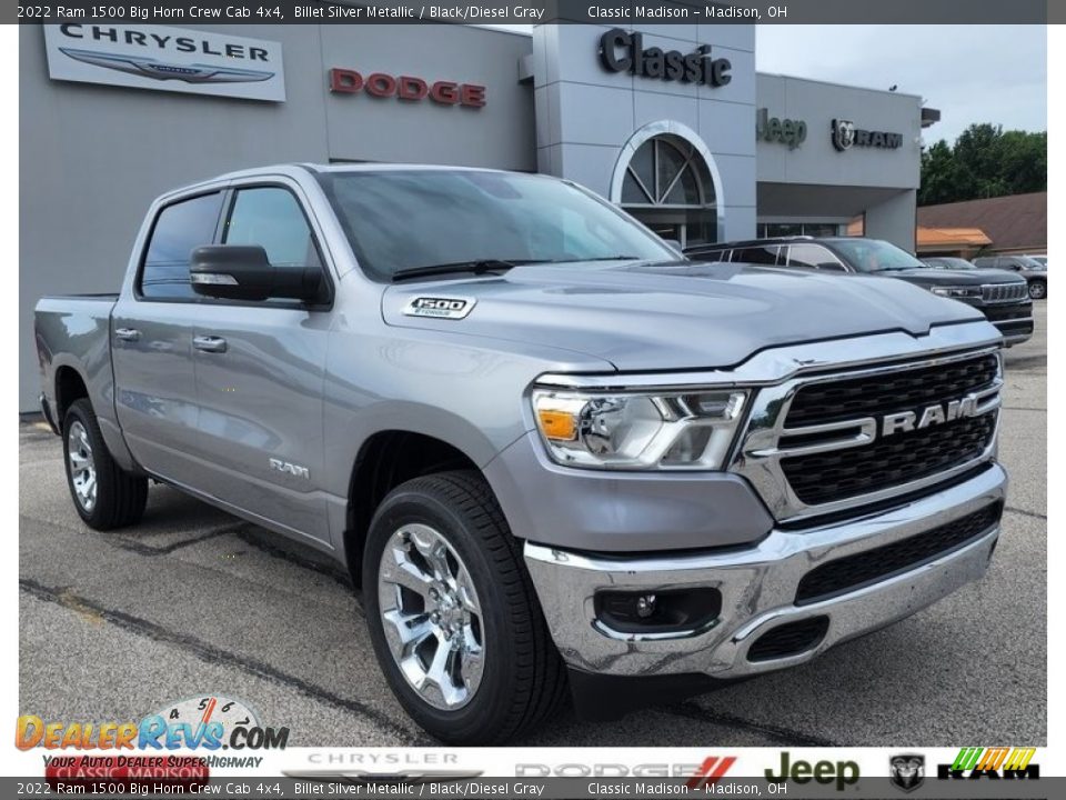 2022 Ram 1500 Big Horn Crew Cab 4x4 Billet Silver Metallic / Black/Diesel Gray Photo #1