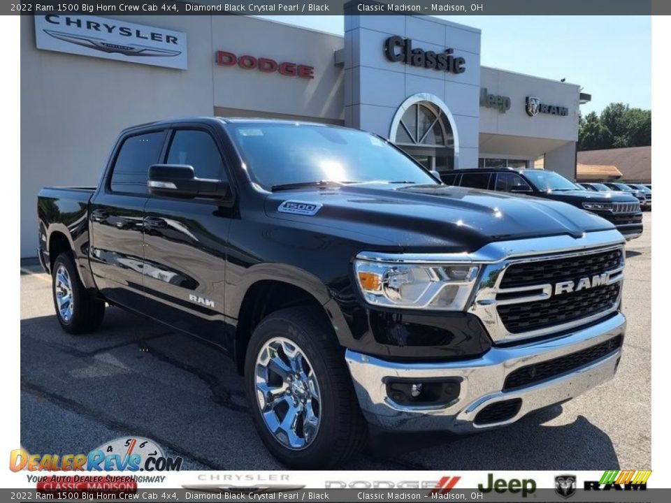 2022 Ram 1500 Big Horn Crew Cab 4x4 Diamond Black Crystal Pearl / Black Photo #1