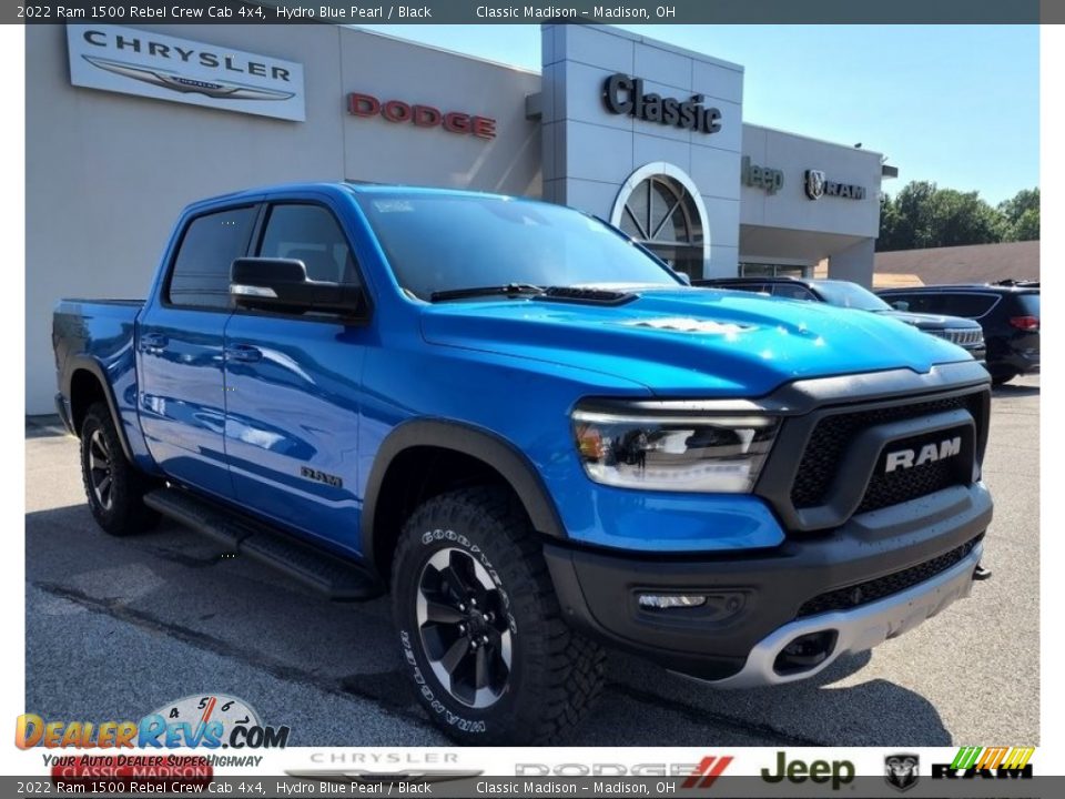 2022 Ram 1500 Rebel Crew Cab 4x4 Hydro Blue Pearl / Black Photo #1