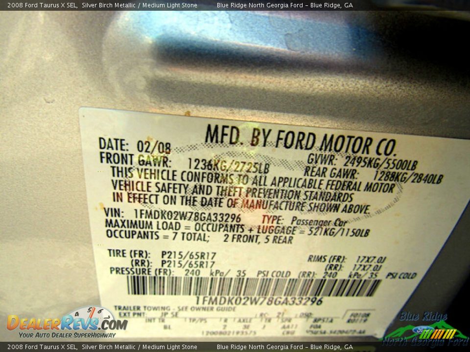 2008 Ford Taurus X SEL Silver Birch Metallic / Medium Light Stone Photo #17