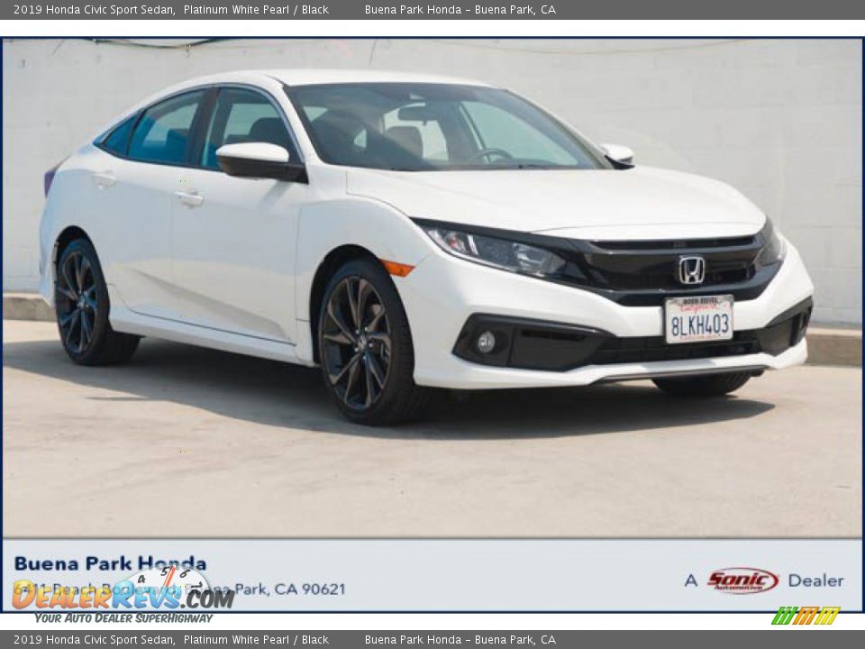 2019 Honda Civic Sport Sedan Platinum White Pearl / Black Photo #1