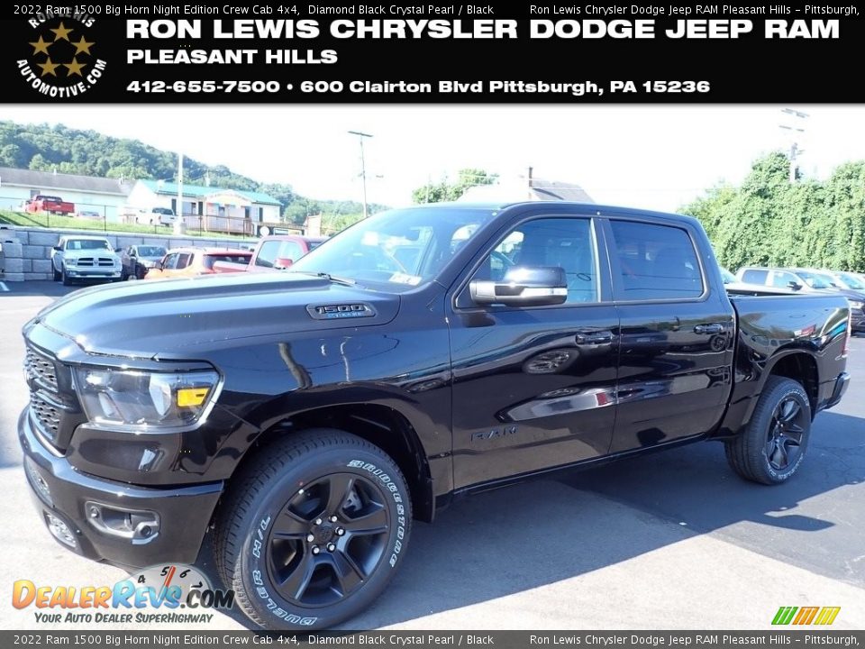 2022 Ram 1500 Big Horn Night Edition Crew Cab 4x4 Diamond Black Crystal Pearl / Black Photo #1