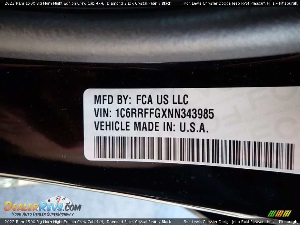 2022 Ram 1500 Big Horn Night Edition Crew Cab 4x4 Diamond Black Crystal Pearl / Black Photo #15