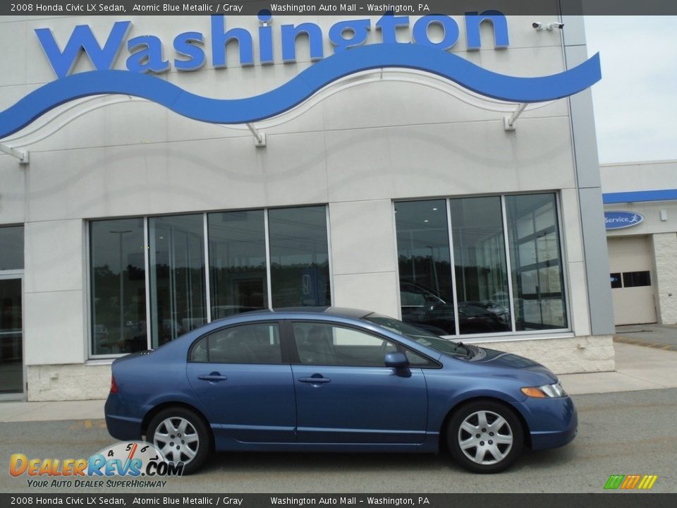 2008 Honda Civic LX Sedan Atomic Blue Metallic / Gray Photo #2