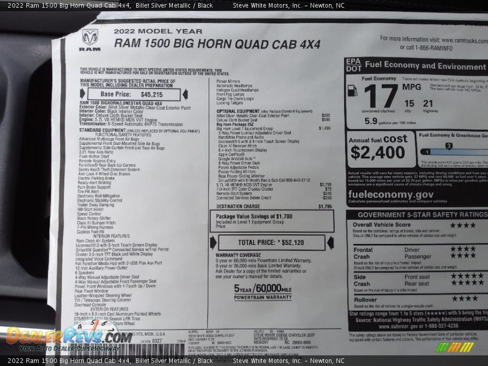 2022 Ram 1500 Big Horn Quad Cab 4x4 Billet Silver Metallic / Black Photo #29