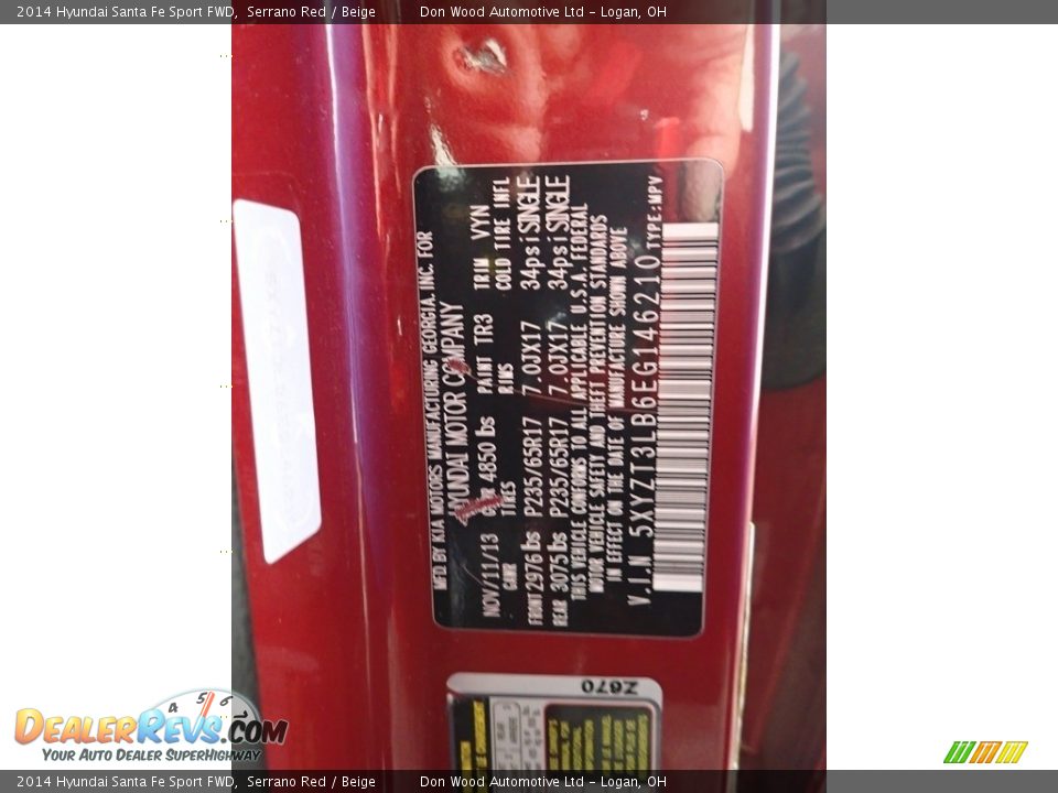 2014 Hyundai Santa Fe Sport FWD Serrano Red / Beige Photo #31
