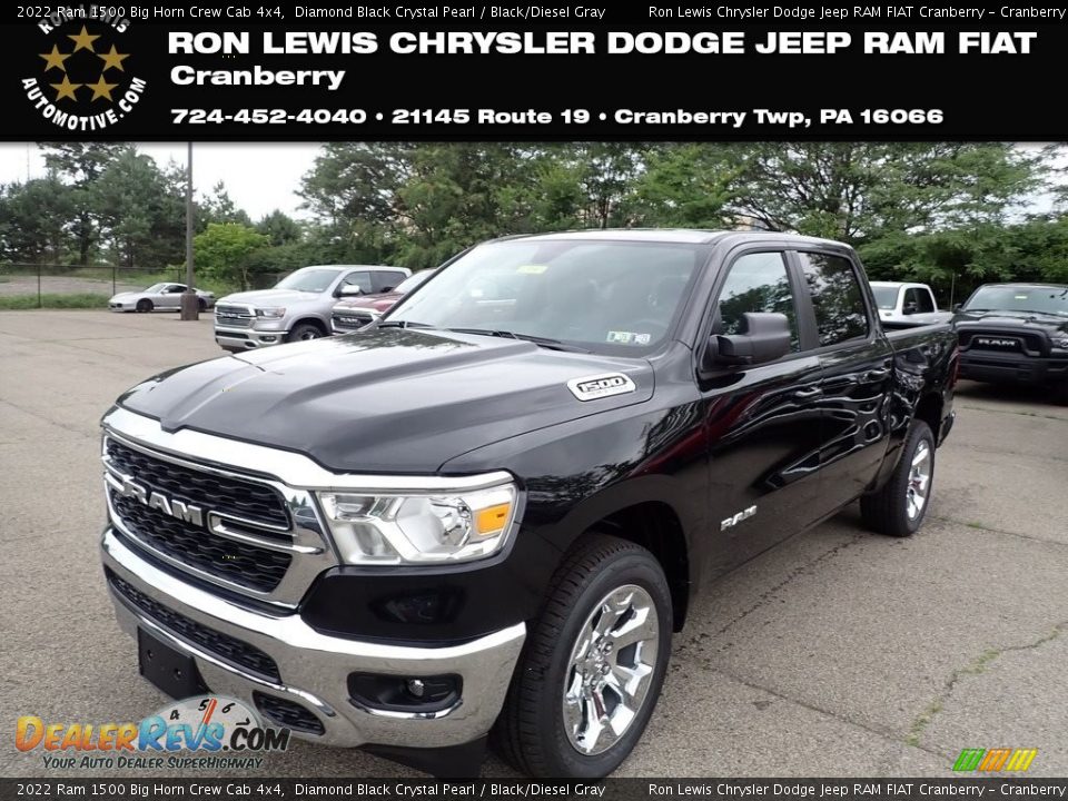 2022 Ram 1500 Big Horn Crew Cab 4x4 Diamond Black Crystal Pearl / Black/Diesel Gray Photo #1
