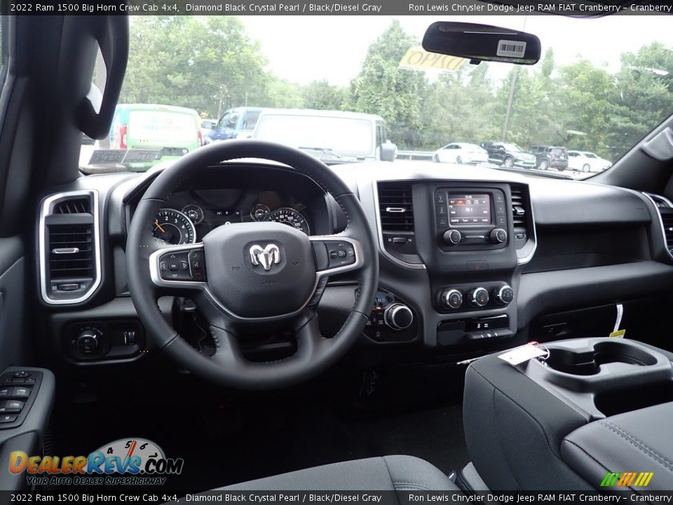 2022 Ram 1500 Big Horn Crew Cab 4x4 Diamond Black Crystal Pearl / Black/Diesel Gray Photo #12