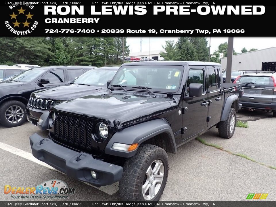 2020 Jeep Gladiator Sport 4x4 Black / Black Photo #1