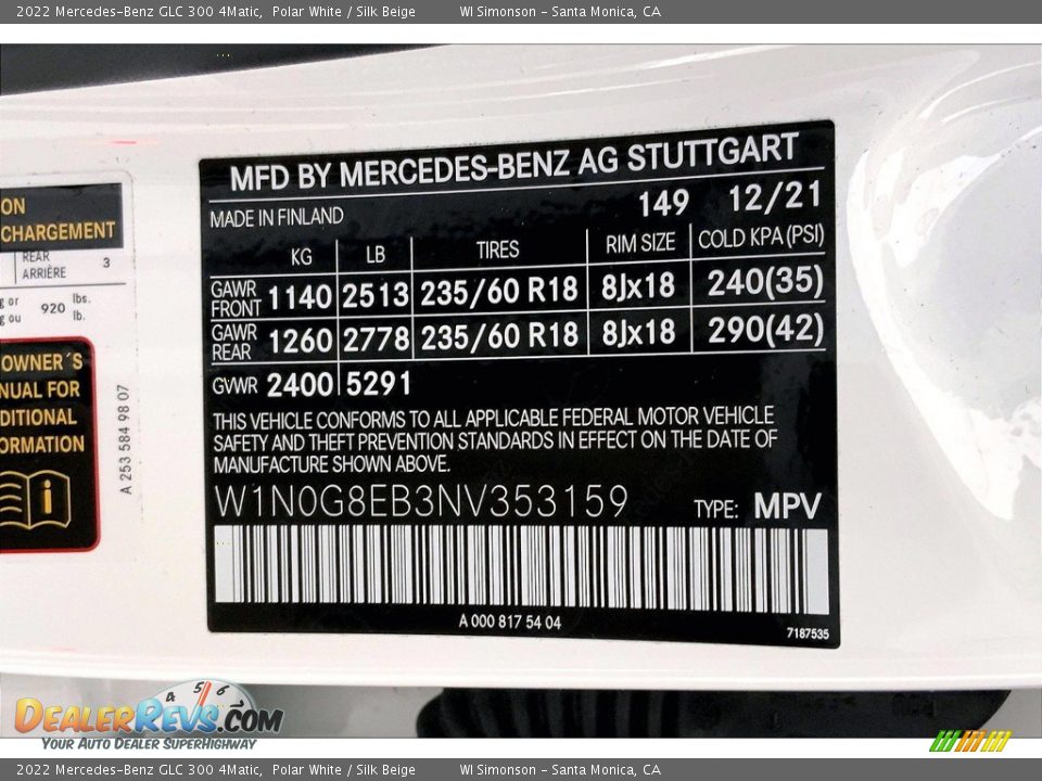 2022 Mercedes-Benz GLC 300 4Matic Polar White / Silk Beige Photo #33