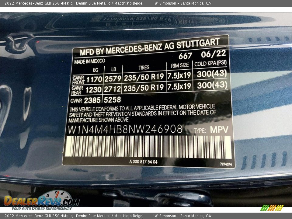 2022 Mercedes-Benz GLB 250 4Matic Denim Blue Metallic / Macchiato Beige Photo #11