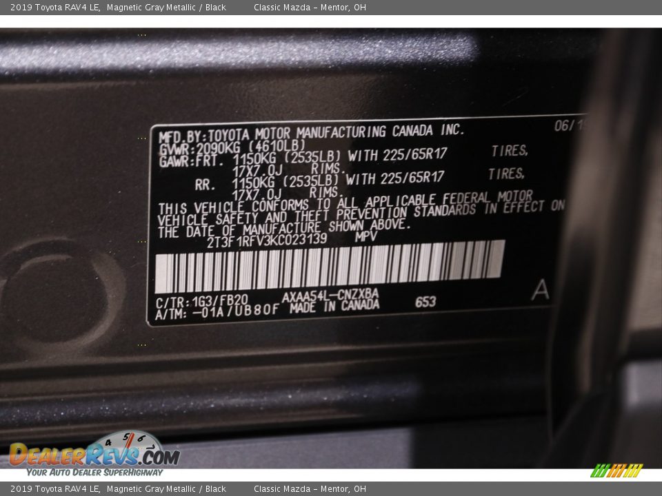 2019 Toyota RAV4 LE Magnetic Gray Metallic / Black Photo #25